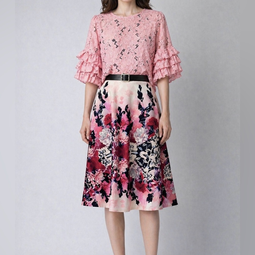 BREEZE Floral A-Line Skirt size small